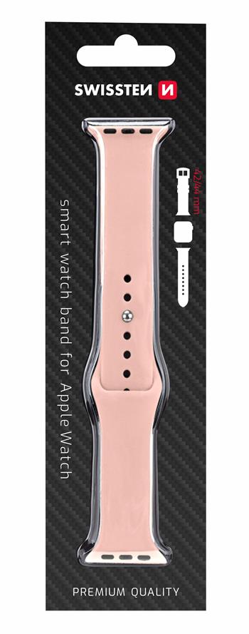 Řemínek pro Apple Watch SWISSTEN silikonový 42-44 mm pískově růžový